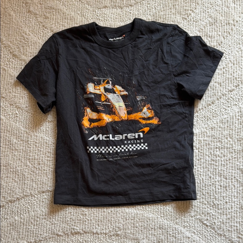 Abercrombie & Fitch Gray and Orange Racing Graphic Tee